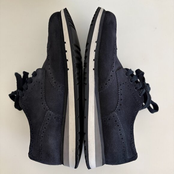 PRADA Suede Lasercut Accents Sneaker Mens 8 Black - Picture 7 of 11